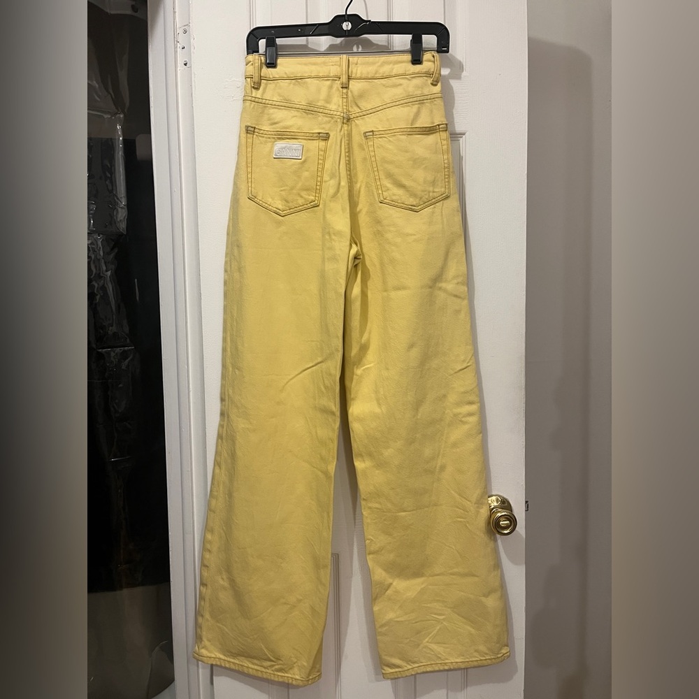 Ganni Magny Wide Leg Yellow Jeans - Picture 4 of 7